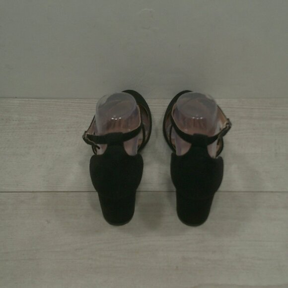 Journee Collection Foster Retro Pin up Style Black Almond Toe Pump Heels Size 10 - Picture 7 of 12